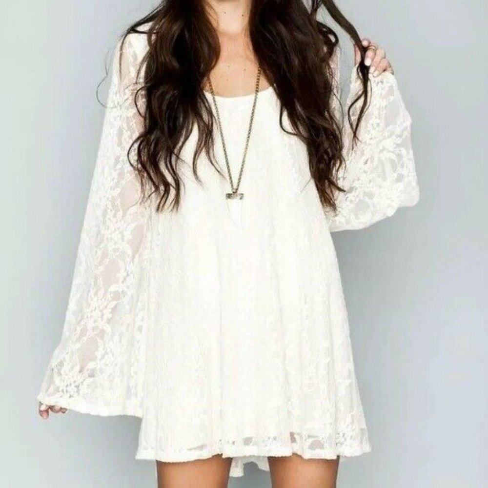 SHOW ME YOUR MUMU Cream Lace Fannie Mini Dress Wedding Boho
